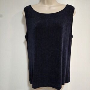 Chico's Design Size 2 (L) Deep Purple Stretch Knit High Neck Tank Top